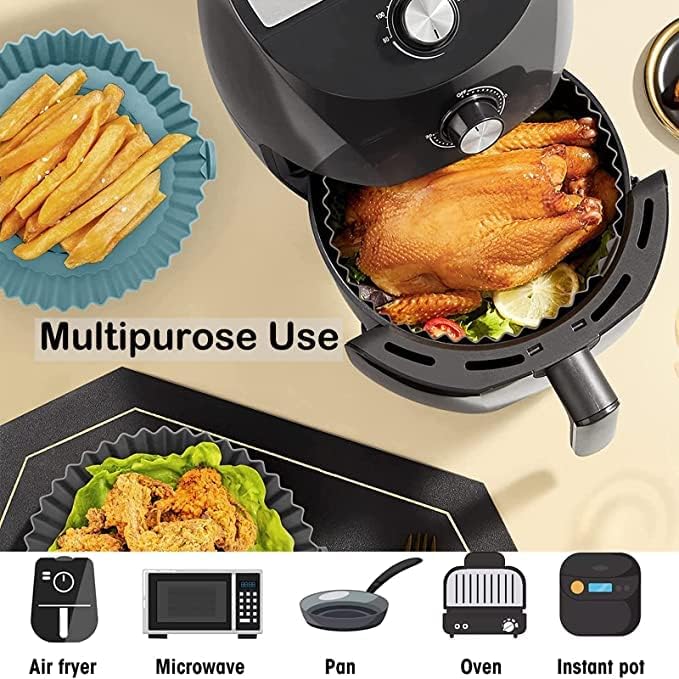 KESESU Air Fryer Silicone Air Fryer Liners Silicone Pot Reusable Food Grade Baking Basket Accessories Replacement of Flammable Disposable Parchment Paper Grey Pista 75 IN - Image 3