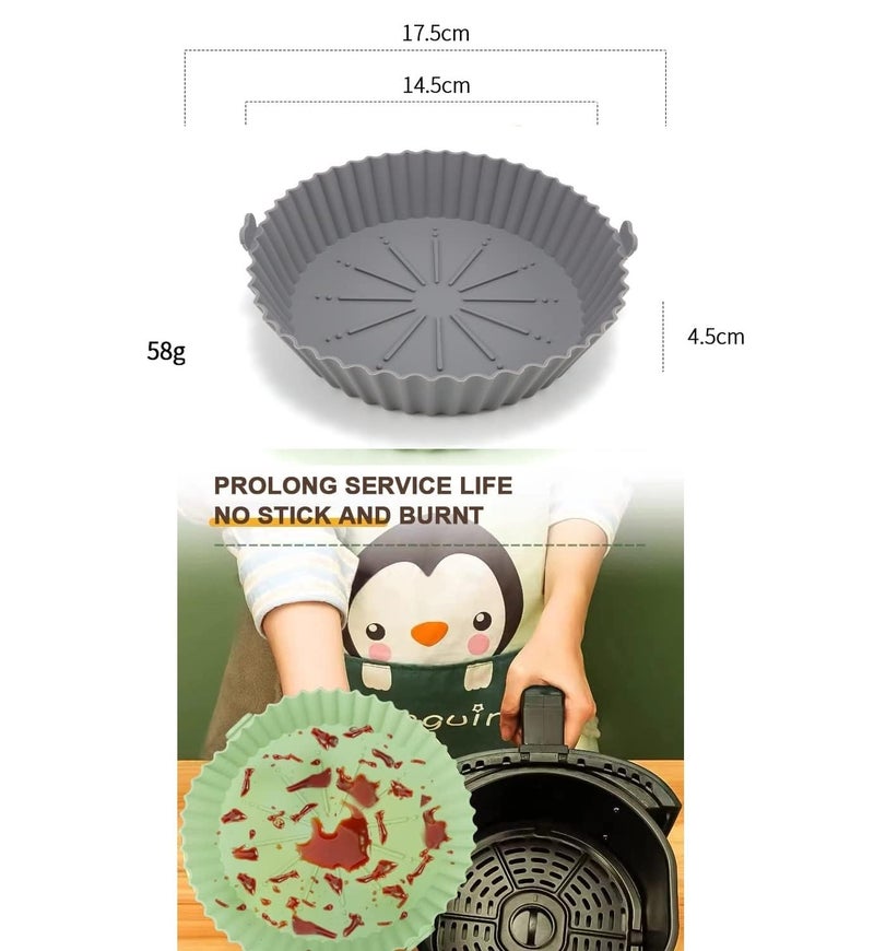 KESESU Air Fryer Silicone Air Fryer Liners Silicone Pot Reusable Food Grade Baking Basket Accessories Replacement of Flammable Disposable Parchment Paper Grey Pista 75 IN - Image 2