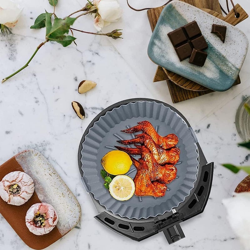 KESESU Air Fryer Silicone Air Fryer Liners Silicone Pot Reusable Food Grade Baking Basket Accessories Replacement of Flammable Disposable Parchment Paper Grey Pista 75 IN - Image 5