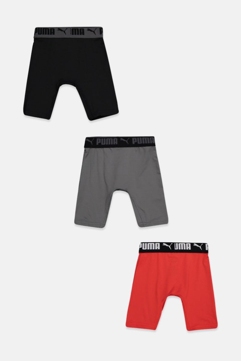PUMA Kids Boy 3 Piece Brand Logo Boxer Brief, Grey  - Image 2
