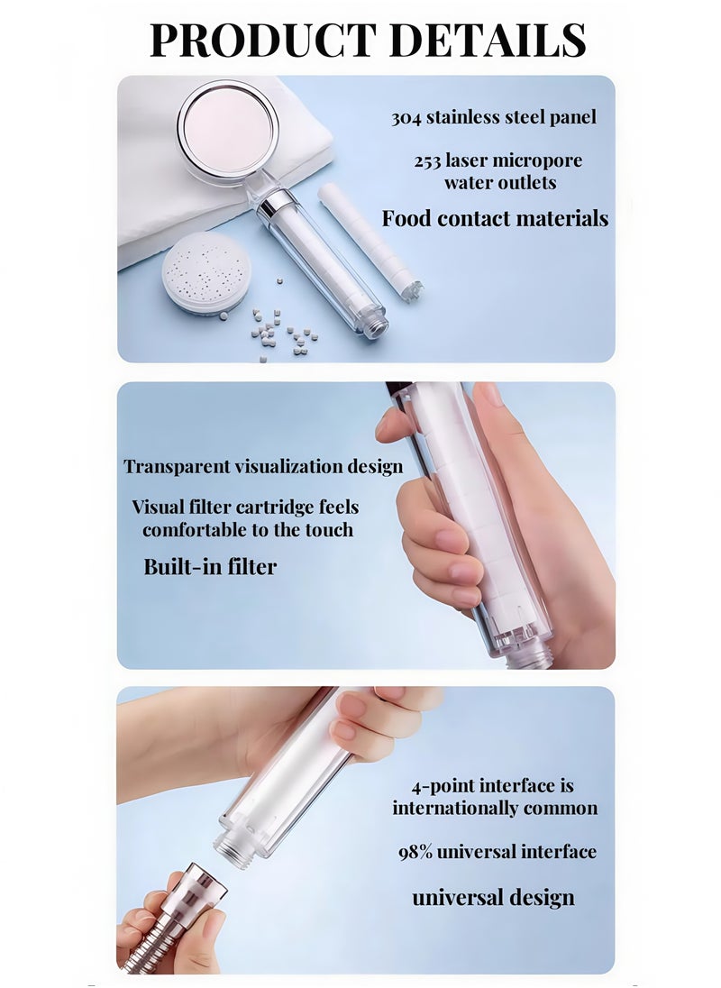 Generic Handheld filter Shower Head For Skin And Haircare Removes Chlorine And Harmful Pollutants Prevent Hair Loss And Moisturize Your Skin Chrome Plated  - Image 5