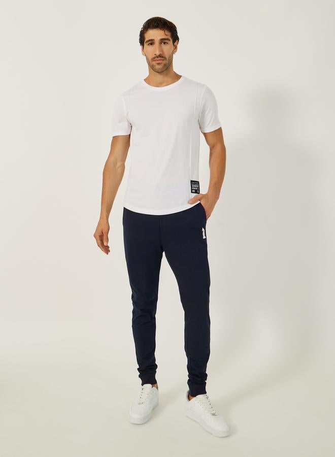 Styli Embroidered Ribbed Cuff Joggers with Drawstring  - Image 3