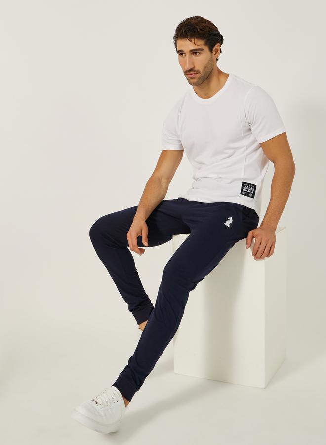 Styli Embroidered Ribbed Cuff Joggers with Drawstring  - Image 1