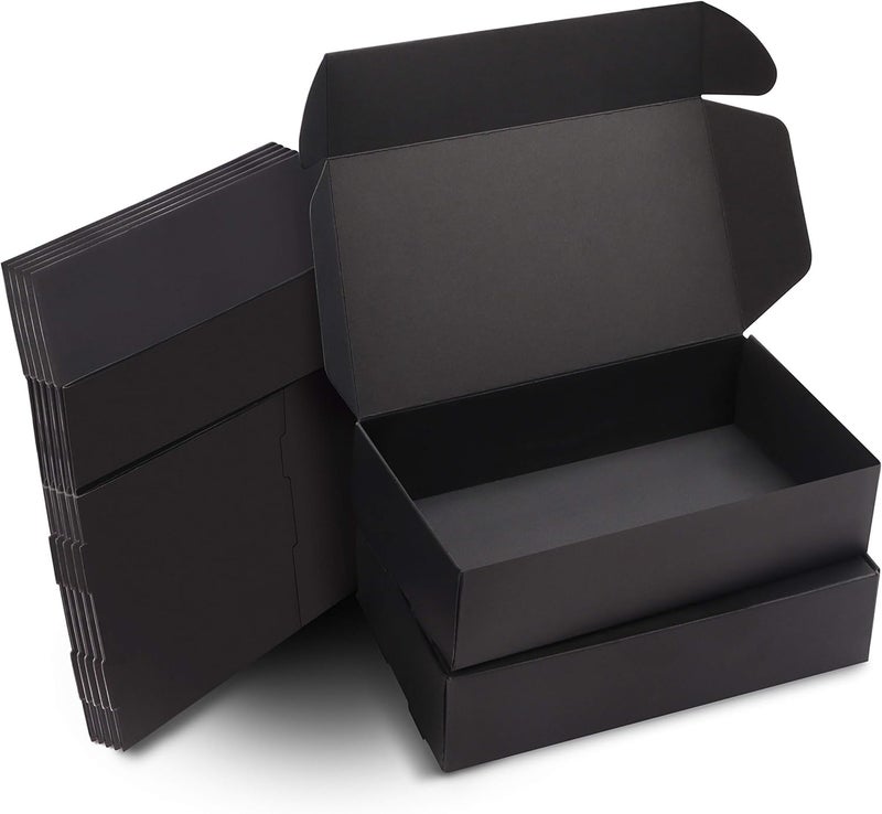 Black Gift Box – Elegant Rectangle Design – Foldable Size:19 x 11 x 5 cm | Qty:10pcs - Image 1