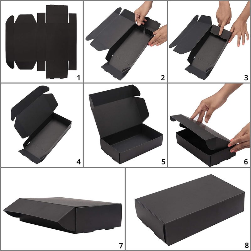 Black Gift Box – Elegant Rectangle Design – Foldable Size:19 x 11 x 5 cm | Qty:10pcs - Image 3
