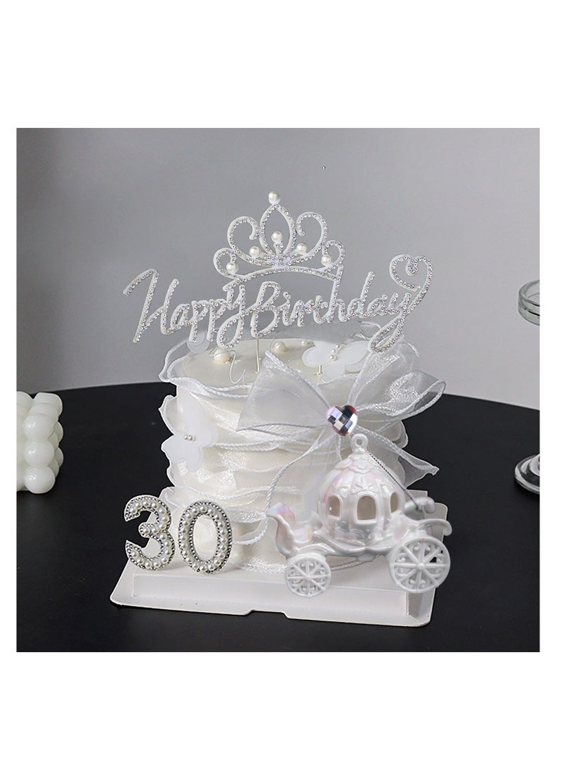 Generic - Elegant Princess Castle Cake Topper with Carriage and Bow Tie for Girls Birthday Party Decorations and Baby Showers Photo Props - Image 1