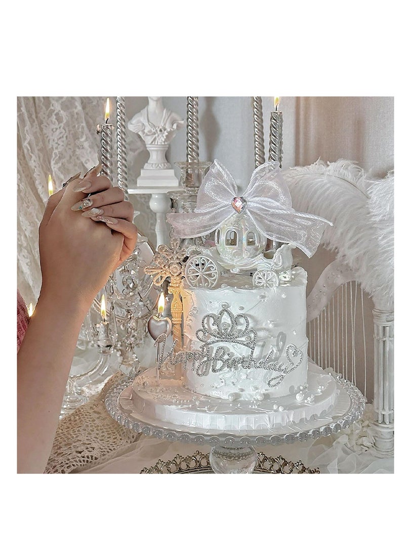 Generic - Elegant Princess Castle Cake Topper with Carriage and Bow Tie for Girls Birthday Party Decorations and Baby Showers Photo Props - Image 1
