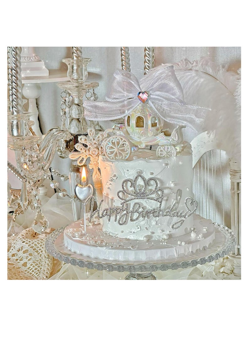 Generic - Elegant Princess Castle Cake Topper with Carriage and Bow Tie for Girls Birthday Party Decorations and Baby Showers Photo Props - Image 1