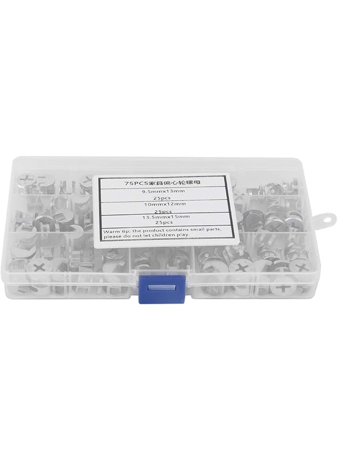 promass 75Pcs Furniture Connecting Cam Lock Assortment Kit, Furniture Eccentric Wheel Set 3-in-1 Connector Fastener Hardware Tools for Wooden Panel