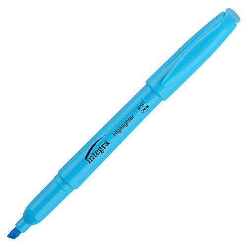 Integra Pen Style Fluorescent Blue Highlighters (Pack of 12) - Image 1