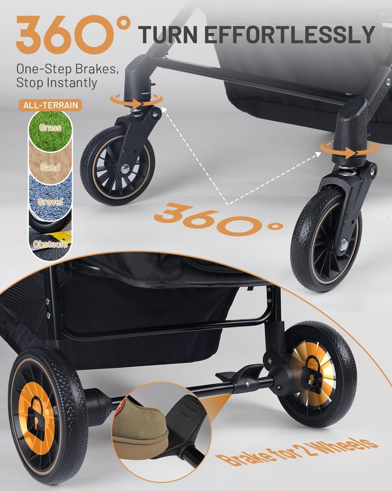 LUODIER Dog Stroller for Large & Medium Dogs (20â€“132 lbs), Pet Stroller for 2 Small Dogs with Adjustable Handle & Canopy, Sun Shades, Storage Organizer, Foldable & Ventilated,Black - Image 3
