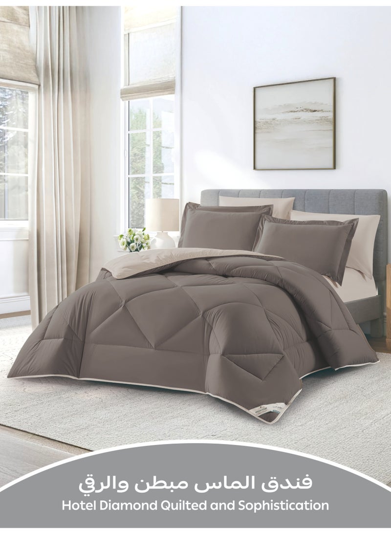 دوناتيلا طقم مفرش وكومفورتر، مقاس كينج مناسب لـ 200×200 سم – طقم سرير مبطن سادة مكوّن من 6 قطع، قماش مايكروفايبر – يشمل: 1 كومفورتر، 1 شرشف مطاطي، 2 غطاء وسادة شام، 2 كيس وسادة. - Image 3