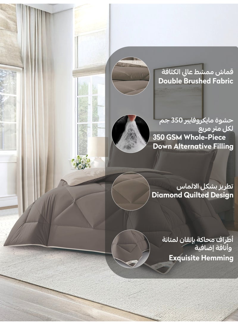 دوناتيلا طقم مفرش وكومفورتر، مقاس كينج مناسب لـ 200×200 سم – طقم سرير مبطن سادة مكوّن من 6 قطع، قماش مايكروفايبر – يشمل: 1 كومفورتر، 1 شرشف مطاطي، 2 غطاء وسادة شام، 2 كيس وسادة. - Image 5