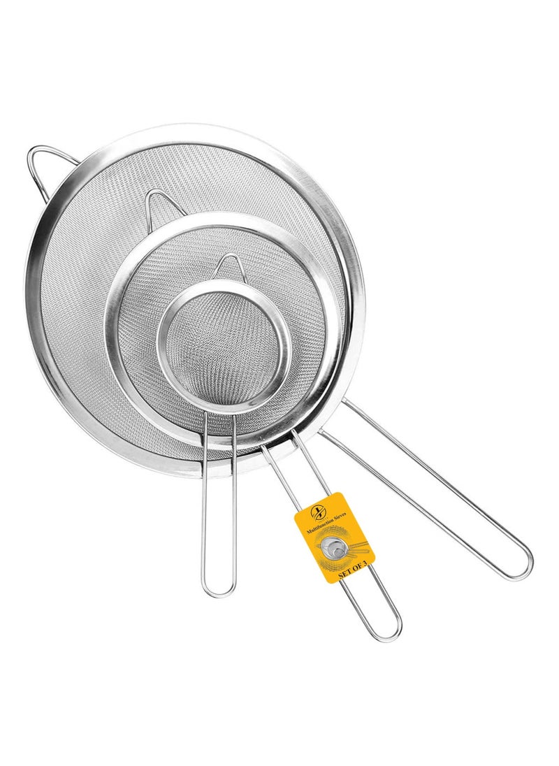 Cool Baby Sieves and Strainers Set - Metal Sieve Stainless Steel, Fine Mesh Strainer  - Image 1