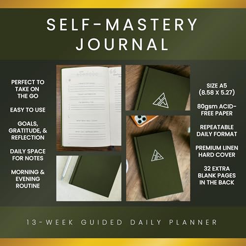 Realizations Self-Mastery Journal for Men - Gratitude Journal – 5 Minute Journals - Reflection Manifestation Journal for Mindfulness – Goal/Guided Gratitude Journel for Women & Men (Olive) - Image 3