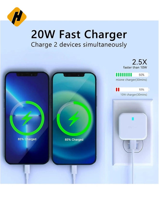 HuHa 20W USB C Charger Block, 2-Ports [USB-C + USB] Charging Station, QC PD3.0 GaN Fast Charging Block, Type C Power Adapter for iPad Pro/iPhone/Samsung Note/Galaxy (Not with Cable)  - Image 4