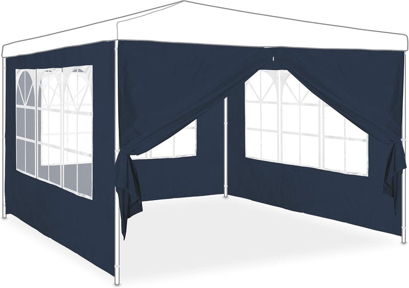 Relaxdays Set of 4 Side Panels for Gazebo, 2 x 3 m, Side Panels, Window and Zip, Waterproof, PE Plastic, Blue - Image 1