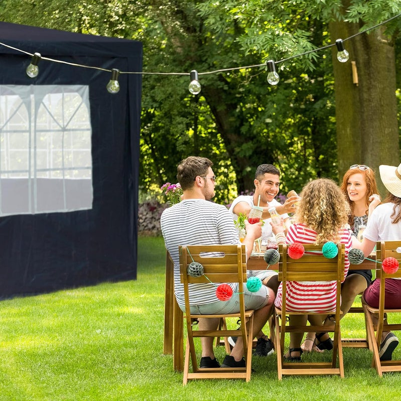 Relaxdays Set of 4 Side Panels for Gazebo, 2 x 3 m, Side Panels, Window and Zip, Waterproof, PE Plastic, Blue - Image 5