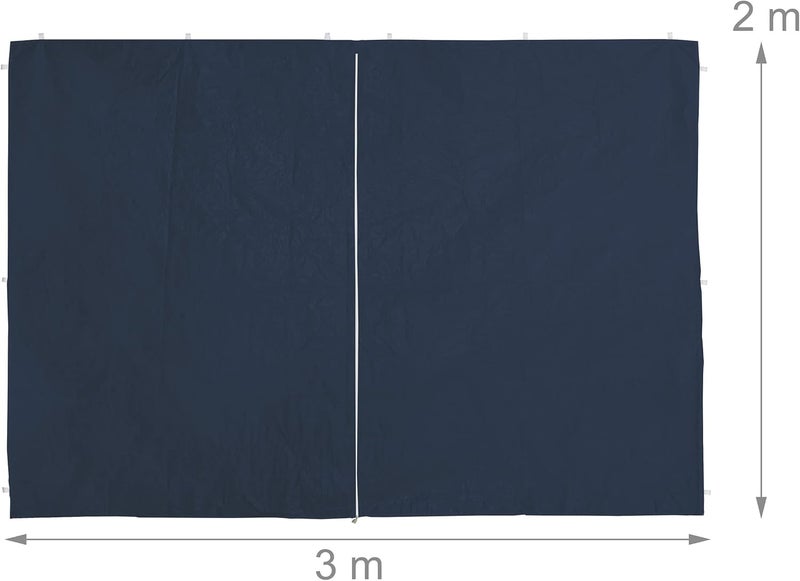 Relaxdays Set of 4 Side Panels for Gazebo, 2 x 3 m, Side Panels, Window and Zip, Waterproof, PE Plastic, Blue - Image 4