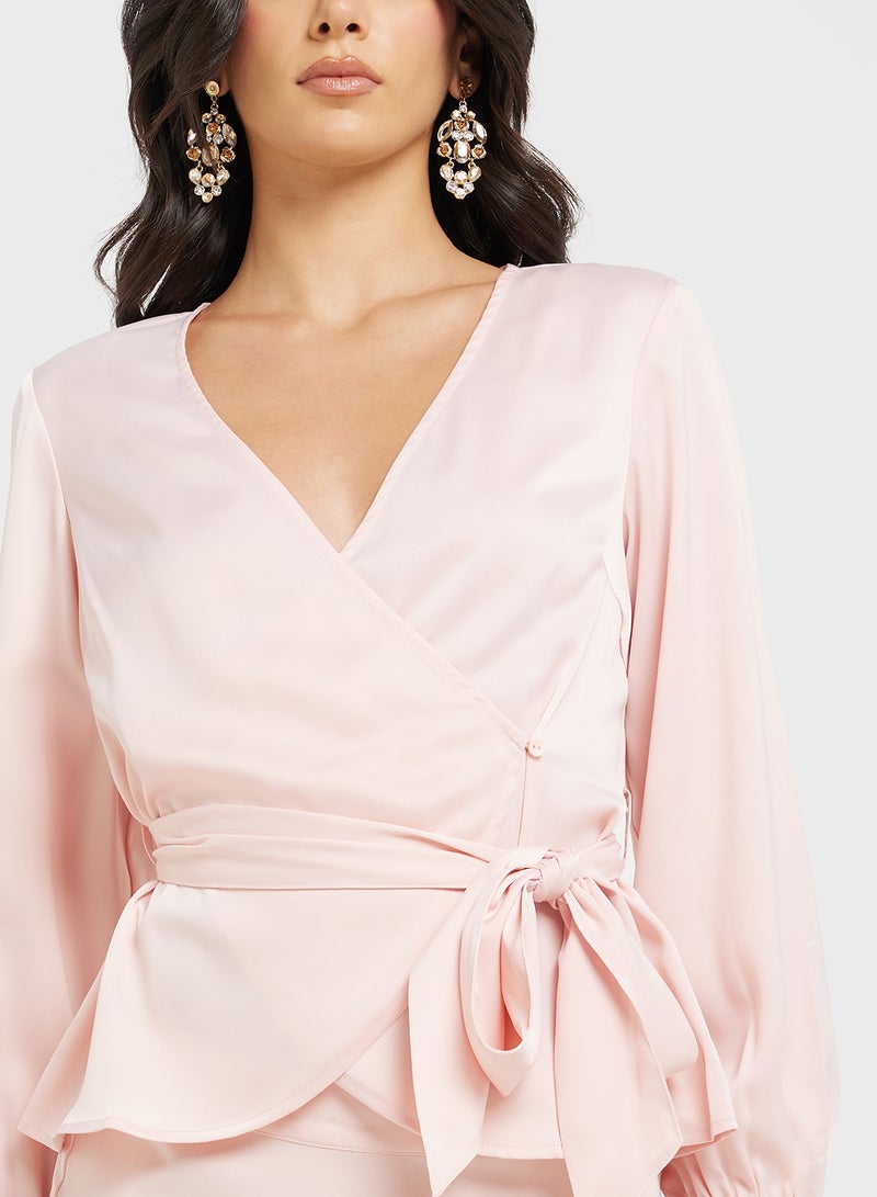 فيرو مودا بلوزة ملفوفة بياقة على شكل حرف  بتفاصيل عقدة - Image 3