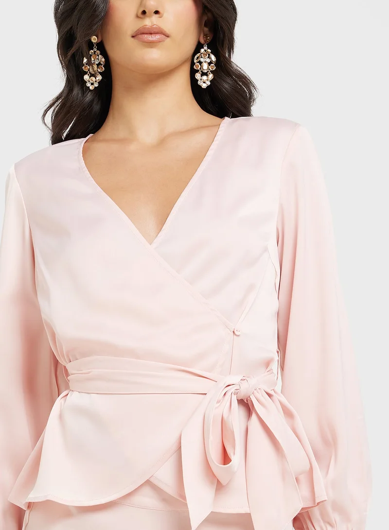 VERO MODA Vmlilja Knot Detail V-Neck Wrap Top