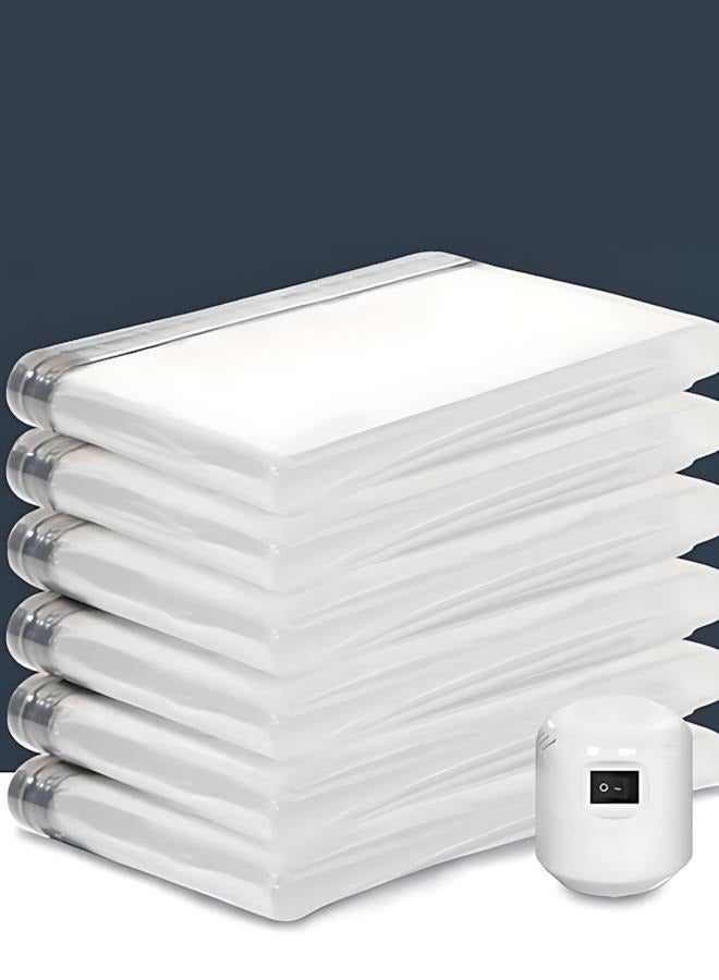 Plastic Vacuum Seal Bag Vacuum Storage Bags with Electric Pump, 6 Pack (2 Jumbo, 2 Large, 2 Medium) Vacuum Seal Storage Bags, Reusable Vacuum Bags for clothes, Mattress, Blanket, Duvets, Pillows, Comforters, Quilt, Travel - Image 1