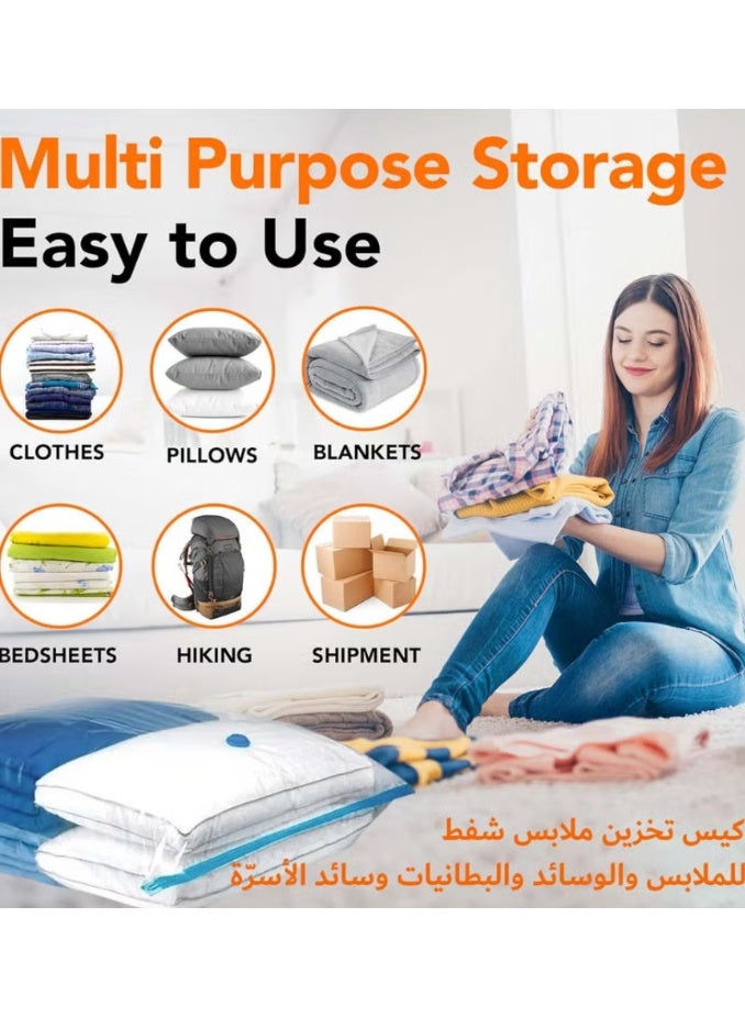 Plastic Vacuum Seal Bag Vacuum Storage Bags with Electric Pump, 6 Pack (2 Jumbo, 2 Large, 2 Medium) Vacuum Seal Storage Bags, Reusable Vacuum Bags for clothes, Mattress, Blanket, Duvets, Pillows, Comforters, Quilt, Travel - Image 5