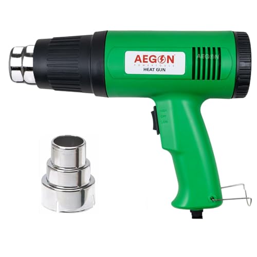 AEGON AHG1600 1600W Heat Gun Machine with Reduction Nozzle, Dual Temp 180°C-650°C, 2-Speed Air Flow (150-550 L/min) | Ideal for PVC Shrink, Wrapping, Packing, Paint Removal, Plastic Molding - Image 1
