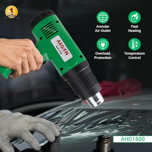 AEGON AHG1600 1600W Heat Gun Machine with Reduction Nozzle, Dual Temp 180°C-650°C, 2-Speed Air Flow (150-550 L/min) | Ideal for PVC Shrink, Wrapping, Packing, Paint Removal, Plastic Molding - Image 4