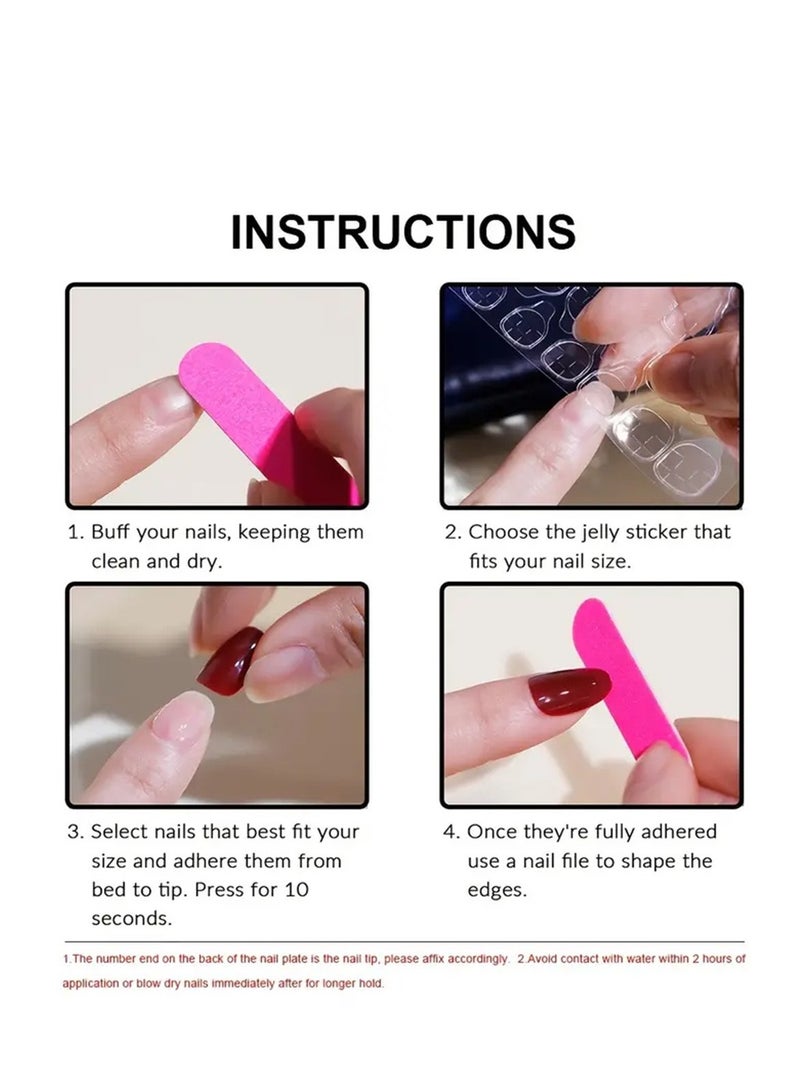 Captaintech French Tip Press On Nails - Package Soft Gel French Fake Nails Short, Salon-quality Press On Nails, Seamless Glue-on Nails for Woman Nail Art Manicure - Image 4