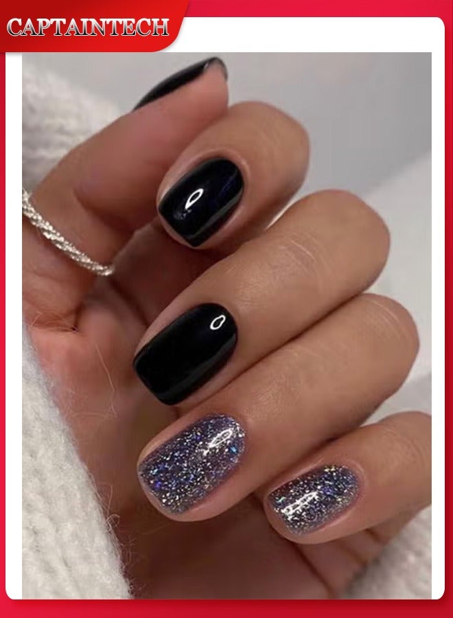 Captaintech French Tip Press On Nails - Package Soft Gel French Fake Nails Short, Salon-quality Press On Nails, Seamless Glue-on Nails for Woman Nail Art Manicure - Image 1