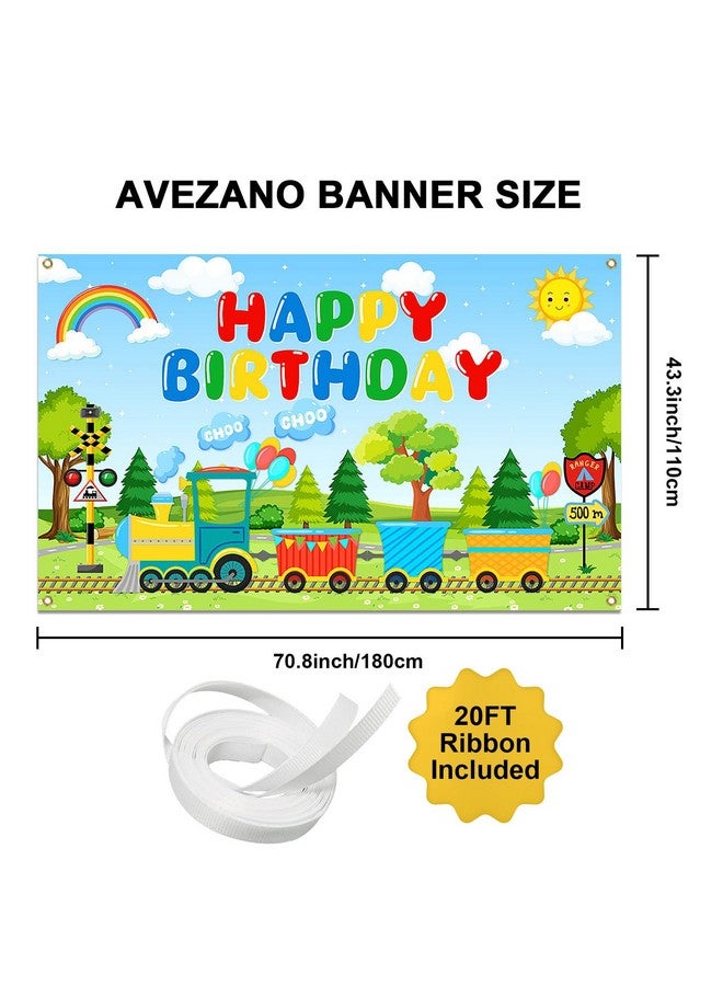 Avezano Train Theme Birthday Banner Train Birthday Decorations Chugga Chugga Happy Birthday Backdrop for Kids Boys 6 x 3.6 ft - Image 3