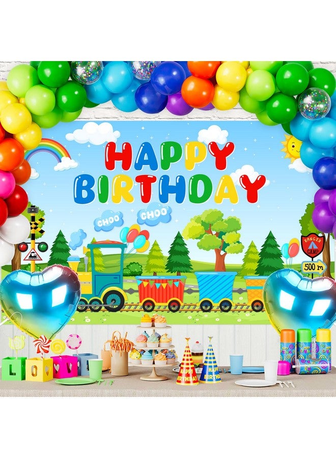 Avezano Train Theme Birthday Banner Train Birthday Decorations Chugga Chugga Happy Birthday Backdrop for Kids Boys 6 x 3.6 ft - Image 4