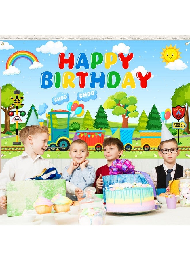 Avezano Train Theme Birthday Banner Train Birthday Decorations Chugga Chugga Happy Birthday Backdrop for Kids Boys 6 x 3.6 ft - Image 5