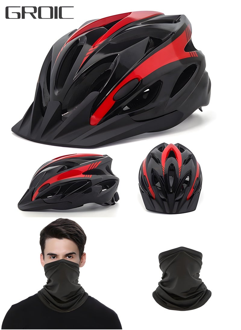 GROIC Bike Helmet with Neck Scarf Removable Sun Visor Mountain & Road Bicycle Helmets for Men Women Adult Cycling Helmets,Outdoor Sports Safety Protection Equipment  - Image 1