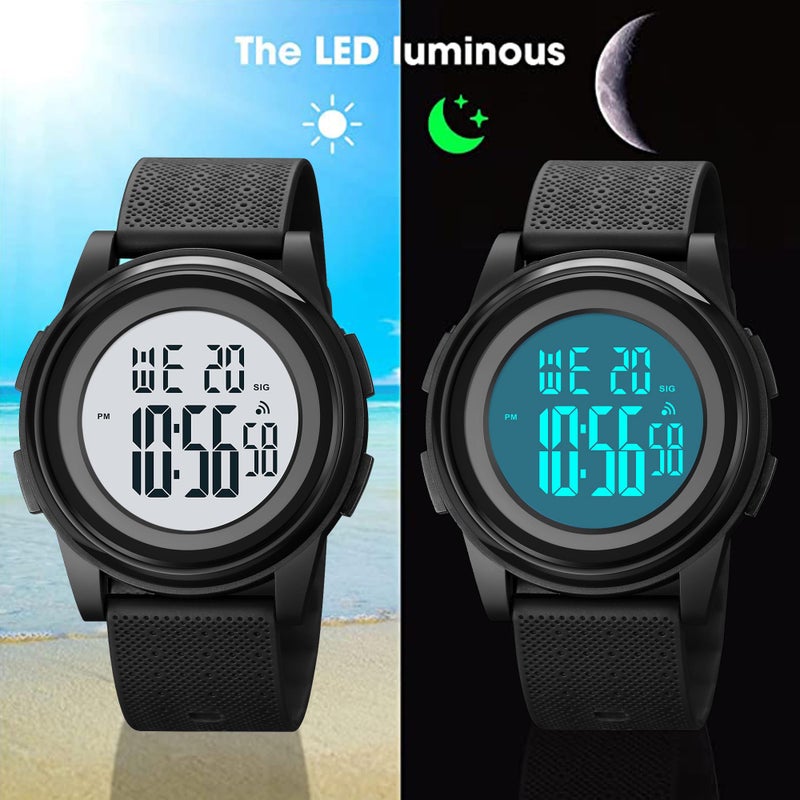 SNE Mens Watch Ultra-Thin Digital Sports Watch Minimalist Waterproof Digital Watches Men with Wide-Angle Display Rubber Strap Wrist Watch for Men 1206 - Image 5