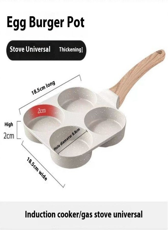 4-Cup Non-Stick Cast Iron Egg Frying Pan – Deep Multi-Function Egg and Burger Maker, Suitable for Gas, Induction, and Oven