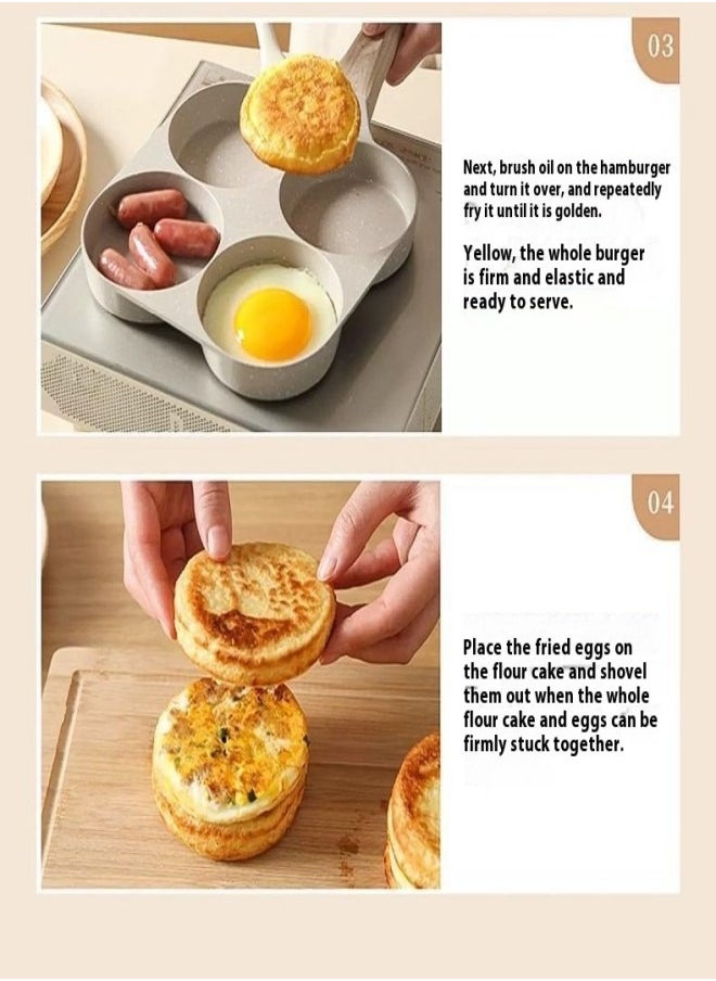 4-Cup Non-Stick Cast Iron Egg Frying Pan – Deep Multi-Function Egg and Burger Maker, Suitable for Gas, Induction, and Oven