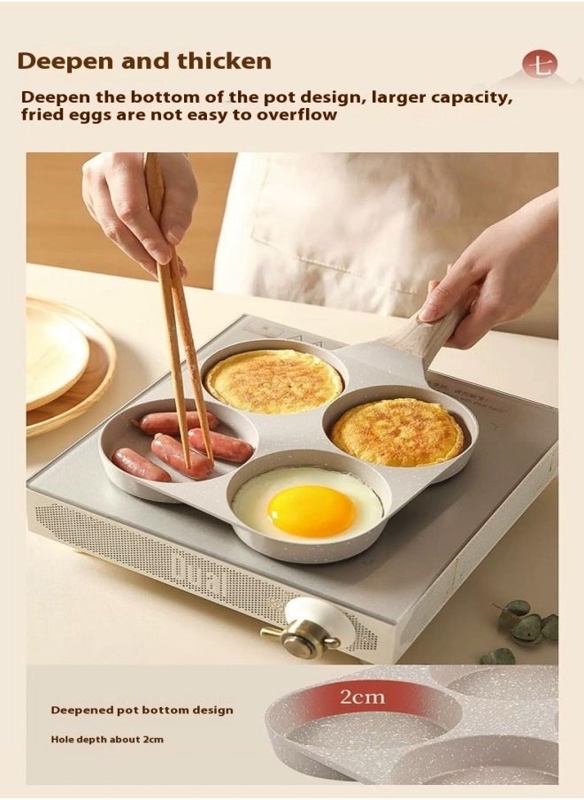 4-Cup Non-Stick Cast Iron Egg Frying Pan – Deep Multi-Function Egg and Burger Maker, Suitable for Gas, Induction, and Oven