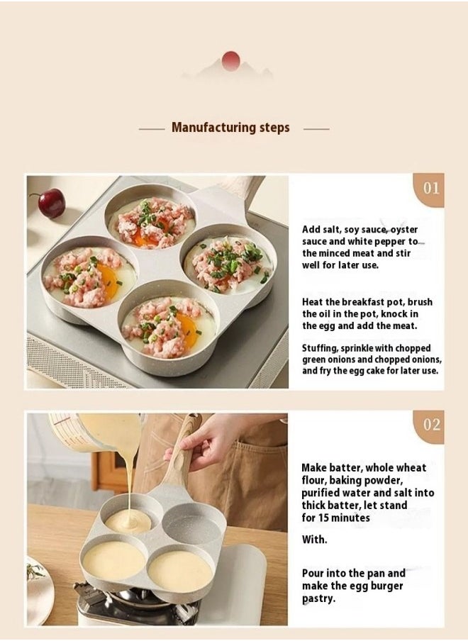 4-Cup Non-Stick Cast Iron Egg Frying Pan – Deep Multi-Function Egg and Burger Maker, Suitable for Gas, Induction, and Oven