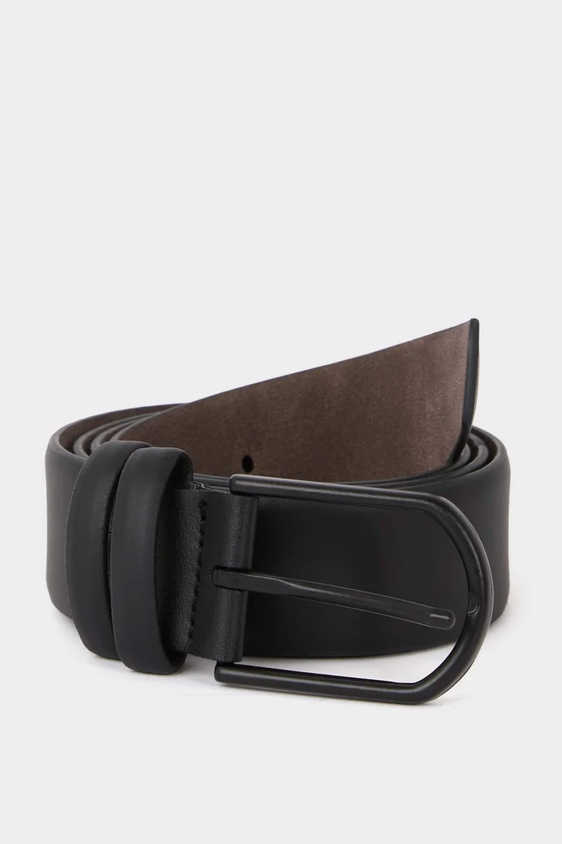 DeFacto Man Oval Buckle Faux Leather