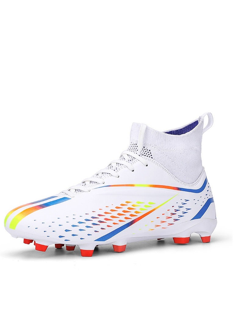 xozgdovg Spike sneakers TF training shoes Football shoes non-slip(Spike bright white)  - Image 1