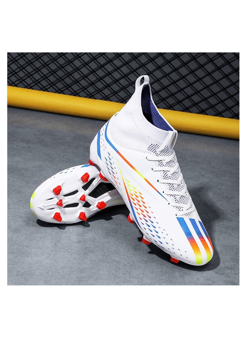 xozgdovg Spike sneakers TF training shoes Football shoes non-slip(Spike bright white)  - Image 2
