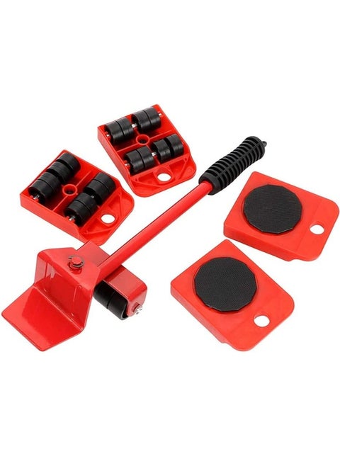 5 Pcs Set Furniture Lifter,Upgrade Mover Tool Set,Heavy Furniture Appliance Moving & Lifting System With 1 Lifting Rod And 4 Packs 360 Degree Rotatable Furniture Slides Kit, Max Up For 150Kg/330Lb