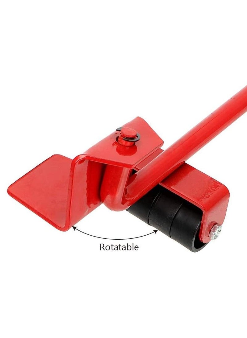 5 Pcs Set Furniture Lifter,Upgrade Mover Tool Set,Heavy Furniture Appliance Moving & Lifting System With 1 Lifting Rod And 4 Packs 360 Degree Rotatable Furniture Slides Kit, Max Up For 150Kg/330Lb