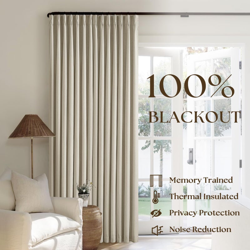 TWODRAPES بيرليوود البتولا قرصة مطوية الستائر الكاملة انتيلاء على الكتان مزيج الغرفة الستائر نافذة الستائر 80 بوصة لغرفة المعيش - Image 3