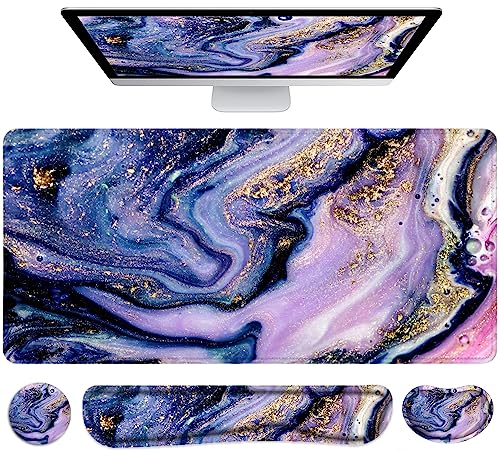 LATEEFAH Desk Mat, Mouse Pad with Wrist Rest, 4-in-1 Large Mouse Pads for Desk, Ergonomic Mouse Pad and Keyboard Wrist Rest Gaming Keyboard Mat for Office, Home - Image 1