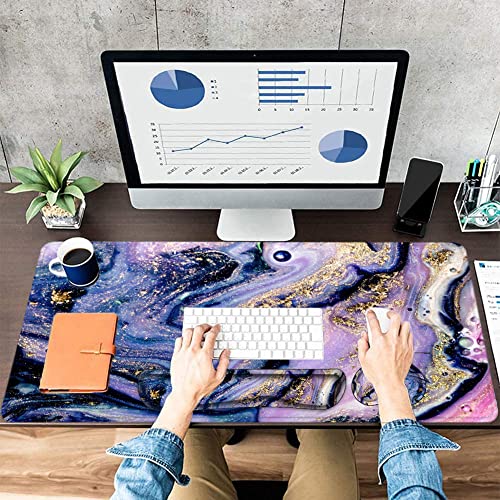 LATEEFAH Desk Mat, Mouse Pad with Wrist Rest, 4-in-1 Large Mouse Pads for Desk, Ergonomic Mouse Pad and Keyboard Wrist Rest Gaming Keyboard Mat for Office, Home - Image 2