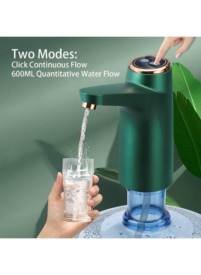 Water Bottle Pump for 5 Gallon Water Bottle Dispenser Pump SystemUSB Charging Automatic Drinking Water Pump Portable Electric Water Dispenser (Green) - Image 3