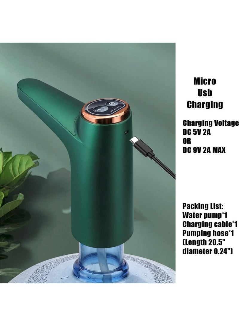 Water Bottle Pump for 5 Gallon Water Bottle Dispenser Pump SystemUSB Charging Automatic Drinking Water Pump Portable Electric Water Dispenser (Green) - Image 2